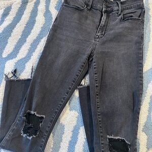 Women's Distressed Grey Jeans